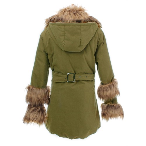 Casual Women Hooded Long Outwear Fur Collar Long Sleeve Jacket Coats