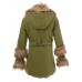 Casual Women Hooded Long Outwear Fur Collar Long Sleeve Jacket Coats