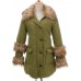 Casual Women Hooded Long Outwear Fur Collar Long Sleeve Jacket Coats