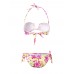 Sexy Full-Lined Strapless Bikini High Contrast Floral Blooming Pattern Swimwear Sets