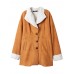 Casual Women Lapel Double Breasted Faux Wool Suede Coats