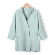 Women Elegant Lapel Pockets Woolen Coat Cardigan Outwear