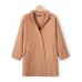 Women Elegant Lapel Pockets Woolen Coat Cardigan Outwear