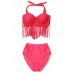 Sexy Hot Women Plus Size High Waist Push Up Tassle Swimsuit