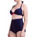 Women Vintage Dots Plus Size Wireless Backless High Waist Bikini Swimsuits