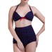 Women Vintage Dots Plus Size Wireless Backless High Waist Bikini Swimsuits