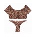 Sexy Short Sleeve Leopard Printed Elastic Tankinis Swimwear Sets