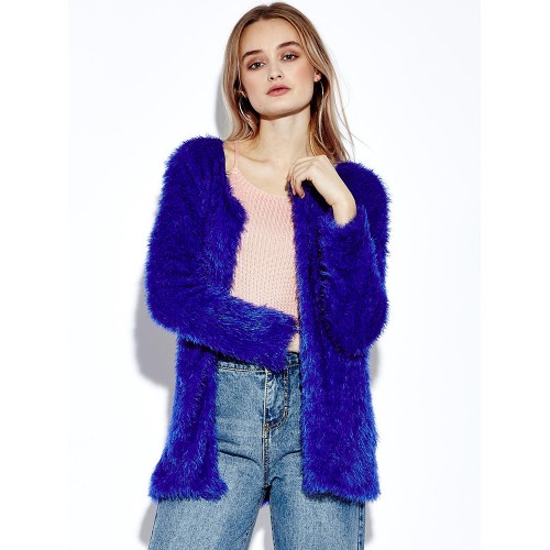 Women Plush Outwear Long Sleeve Fluffy Faux Fur Coats