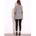 Casual Women Shawl Collar Elbow Patch Striped Open Front Cardigan Long Sleeve