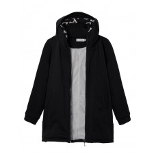 Slim Velvet Patchwork Pocket Long Zipper Hood Coat