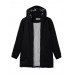 Slim Velvet Patchwork Pocket Long Zipper Hood Coat