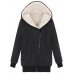 Pocket Casual Thick M-3XL Loose Beige/Black Zipper Hood Women Coat