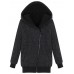 Pocket Casual Thick M-3XL Loose Beige/Black Zipper Hood Women Coat