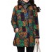 Folk Style Women Lapel Long Sleeve Button Floral Printed Cotton-Padded Coat