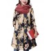 Folk Style Loose Women Printed Quilted Long Sleeve Single Breasted Coat