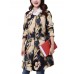 Folk Style Loose Women Printed Quilted Long Sleeve Single Breasted Coat