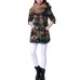 Casual Pocket Linen Cotton Printed Long Sleeve Lapel Button Women Coat