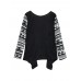 Women Printing Patchwork Long Sleeve Loose Irregular Cardigan