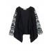 Women Printing Patchwork Long Sleeve Loose Irregular Cardigan