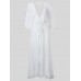 Sexy White Chiffon Lace Up Backless Beach Long Cardigan For Women