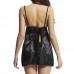 Women Sexy Satin Sling Sleepwear Lace Deep V Bowknot Nightdress