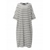 Casual Women 3/4 Sleeve Striped O-Neck Baggy Cotton Maxi Dress