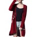 Casual Women Printing Long Sleeve Side Split Knitted Cardigan