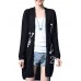 Casual Women Printing Long Sleeve Side Split Knitted Cardigan