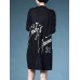 Casual Women Printing Long Sleeve Side Split Knitted Cardigan