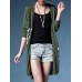 Casual Women Printing Long Sleeve Side Split Knitted Cardigan