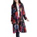 Vintage Women Floral Printing Long Sleeve Loose Long Coat