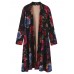 Vintage Women Floral Printing Long Sleeve Loose Long Coat