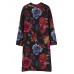 Vintage Women Floral Printing Long Sleeve Loose Long Coat