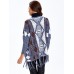 Vintage Women Printing Long Sleeve Tassel Loose Sweater Coat