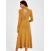 Elegant Women Solid Turtleneck Long Sleeve Hollow Out Backless Maxi Dress