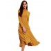 Elegant Women Solid Turtleneck Long Sleeve Hollow Out Backless Maxi Dress