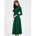 Elegant Women Solid Turtleneck Long Sleeve Hollow Out Backless Maxi Dress