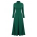 Elegant Women Solid Turtleneck Long Sleeve Hollow Out Backless Maxi Dress