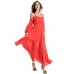 Elegant Women Chiffon Long Sleeve Off Shoulder Solid Maxi Dress