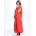 Elegant Women Chiffon Long Sleeve Off Shoulder Solid Maxi Dress