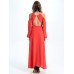 Elegant Women Chiffon Long Sleeve Off Shoulder Solid Maxi Dress