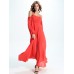 Elegant Women Chiffon Long Sleeve Off Shoulder Solid Maxi Dress