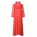 Elegant Women Chiffon Long Sleeve Off Shoulder Solid Maxi Dress