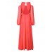 Elegant Women Chiffon Long Sleeve Off Shoulder Solid Maxi Dress