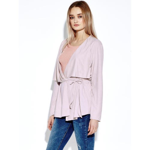 Women Casual Lace Up Irregular Hem Pure Color Long Sleeve Cardigans