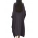 Casual Brief Pure Color Loose Robe Women O-Neck Long Sleeve Maxi Dress