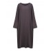 Casual Brief Pure Color Loose Robe Women O-Neck Long Sleeve Maxi Dress