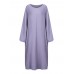 Casual Brief Pure Color Loose Robe Women O-Neck Long Sleeve Maxi Dress