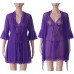 Three-piece Women Sexy Transparent Mesh Slip Dress Pure Color Robe Sleepwear Sets