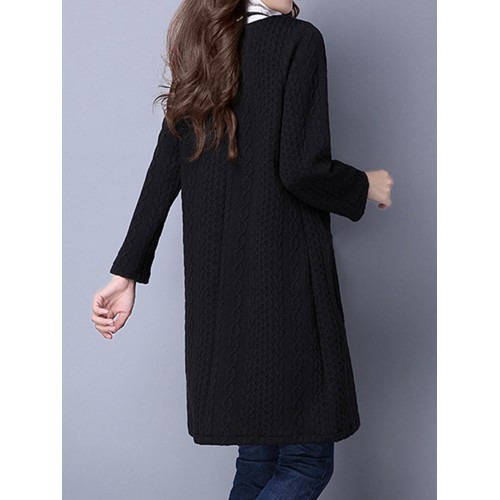 Ethnic Long Sleeve Button Loose Vintage Women Mid Long Coat